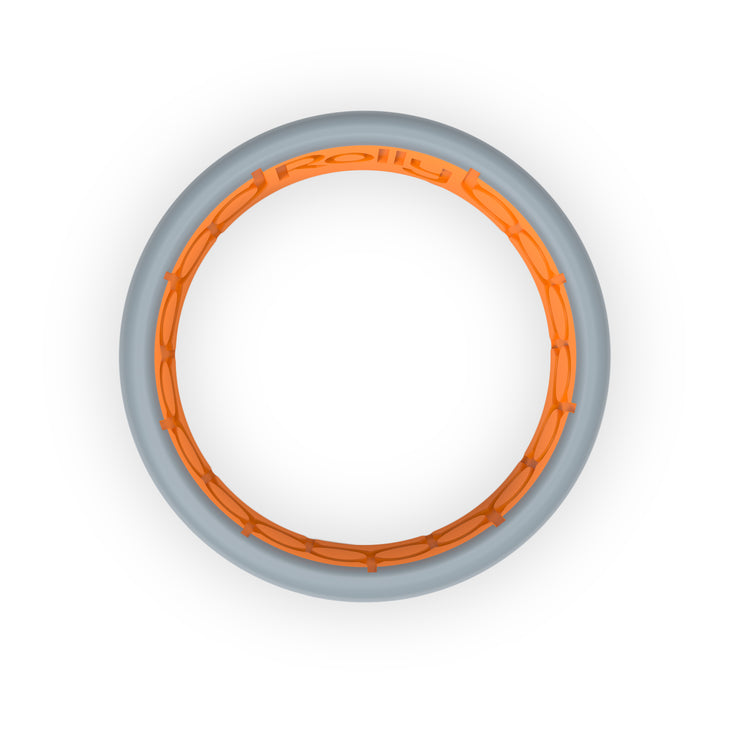 Rolly Silicone Ring - Metallic Gray/Carrot Orange